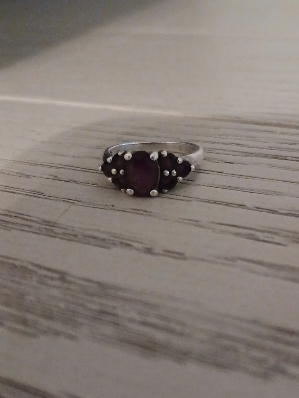 Sterling Silver Purple Stone Cluster Ring